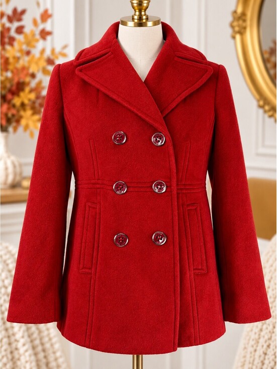 Calvin Klein Red wool-blend peacoat